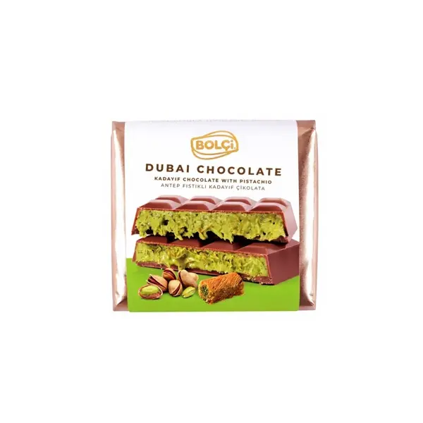 Czekolada mleczna z pistacjami i ciastem kadayif Dubai Chocolate 100g BOLCI - PROMOCJA DO 30-06-2025