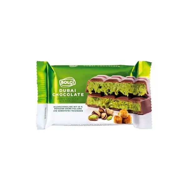 Czekolada mleczna z pistacjami i ciastem kadayif Dubai Chocolate 65g BOLCI - PROMOCJA DO 30-06-2025