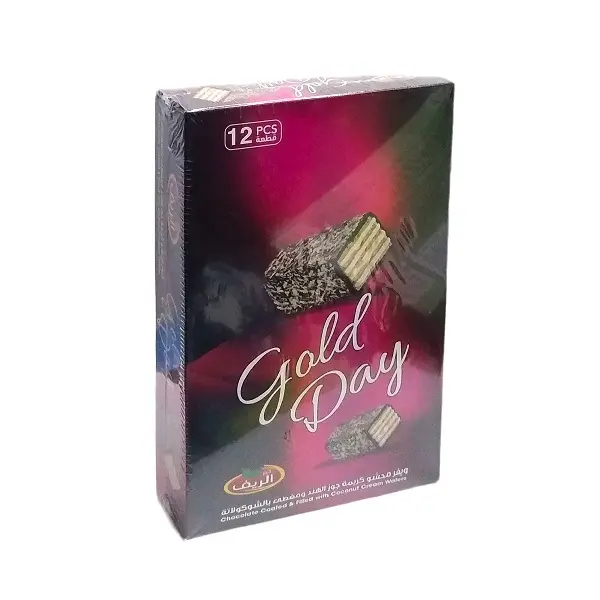 Wafelki w czekoladzie z kremem kokosowym 12x25g GOLD DAY - PROMOCJA do 30.06.2025