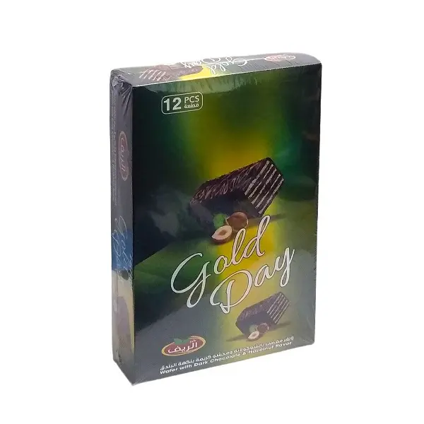 Wafelki w gorzkiej czekoladzie z kremem orzechowym 12x25g GOLD DAY - PROMOCJA do 30.06.2025